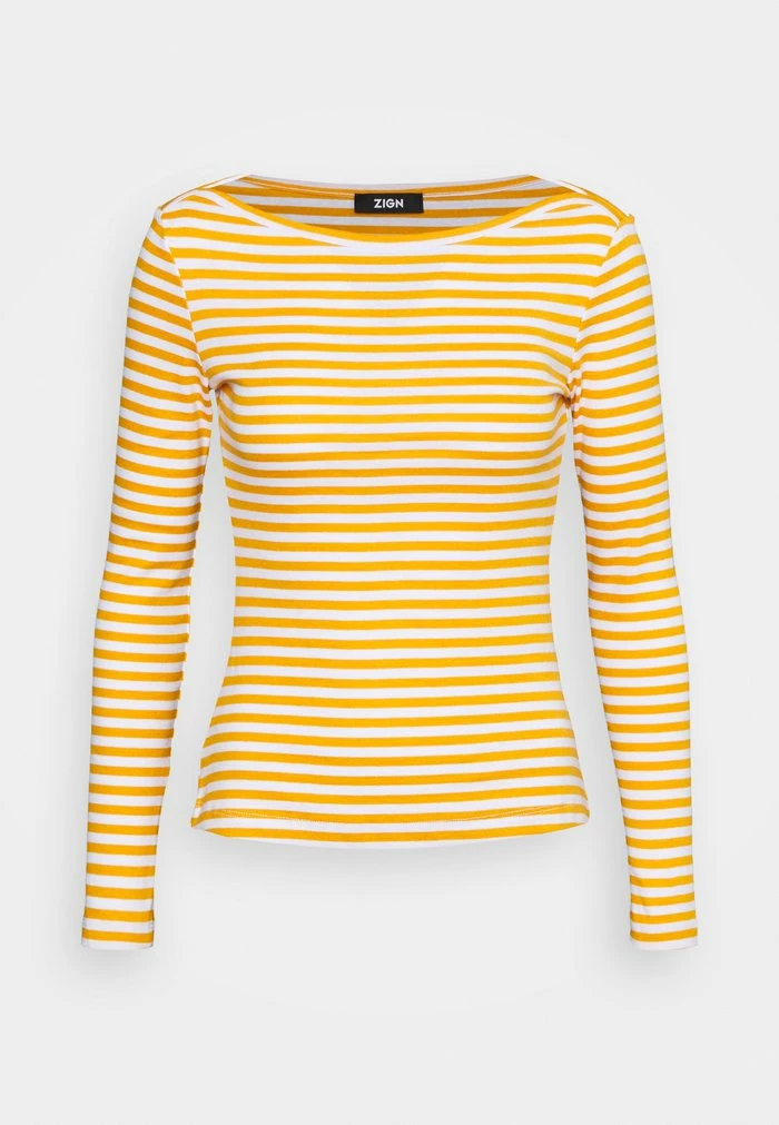Zign T-shirt à Manches Longues - Dark Yellow/white – Image 4