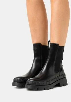 Zign LEATHER - Bottines à Plateau - Black