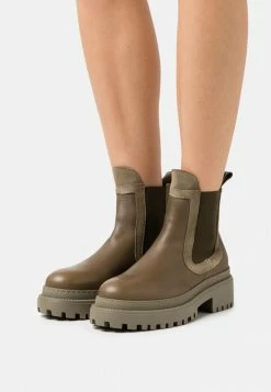 Zign LEATHER - Bottines à Plateau - Khaki