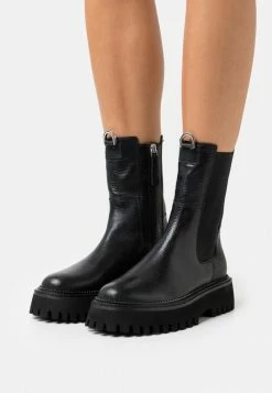 Zign LEATHER - Bottines à Plateau - Black