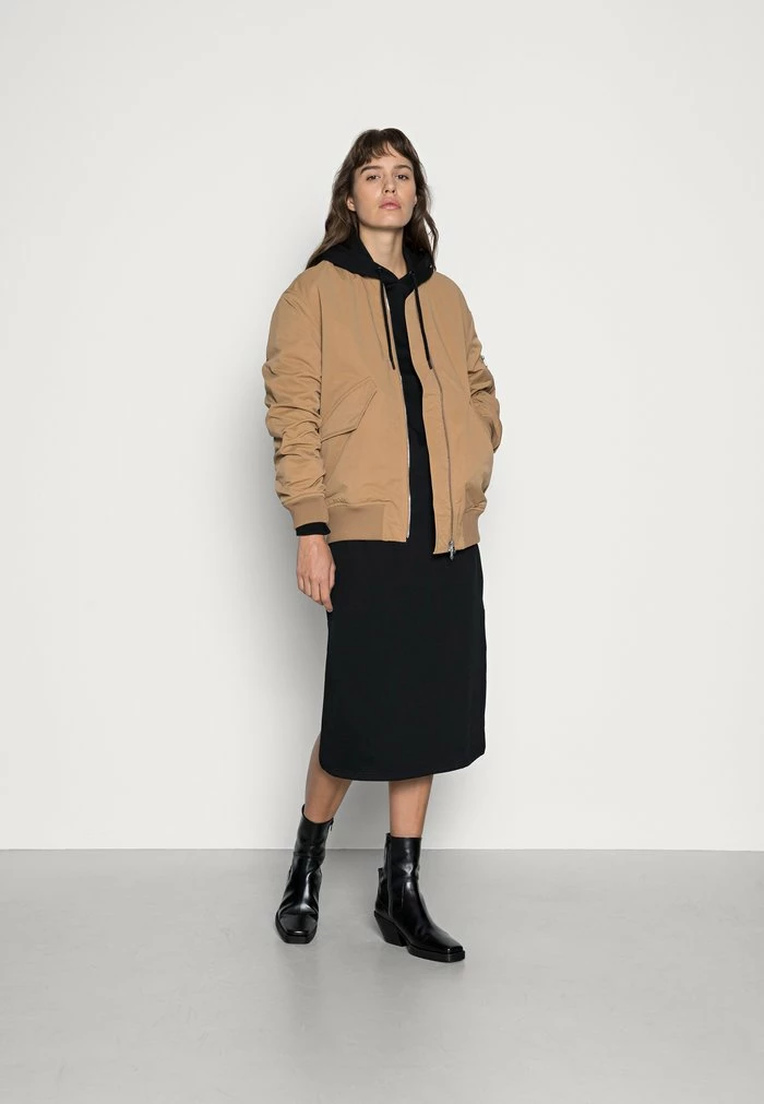 Zign Casual Winter Sweat Hooded Maxi Slits Dress - Robe De Jour - Black – Image 2