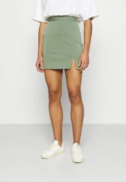 Zign Mini Princess Seams Skirt High Waisted With Slit - Jupe Crayon - Light Green