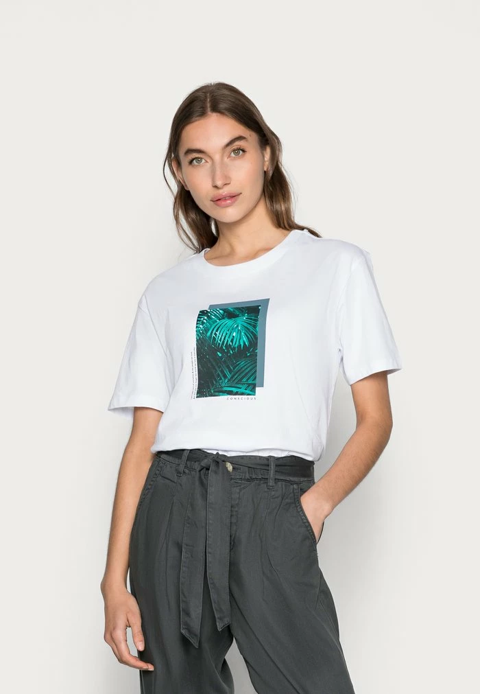 Zign CLARE PALM LEAD PHOTO PRINT TEE - T-shirt Imprimé - White