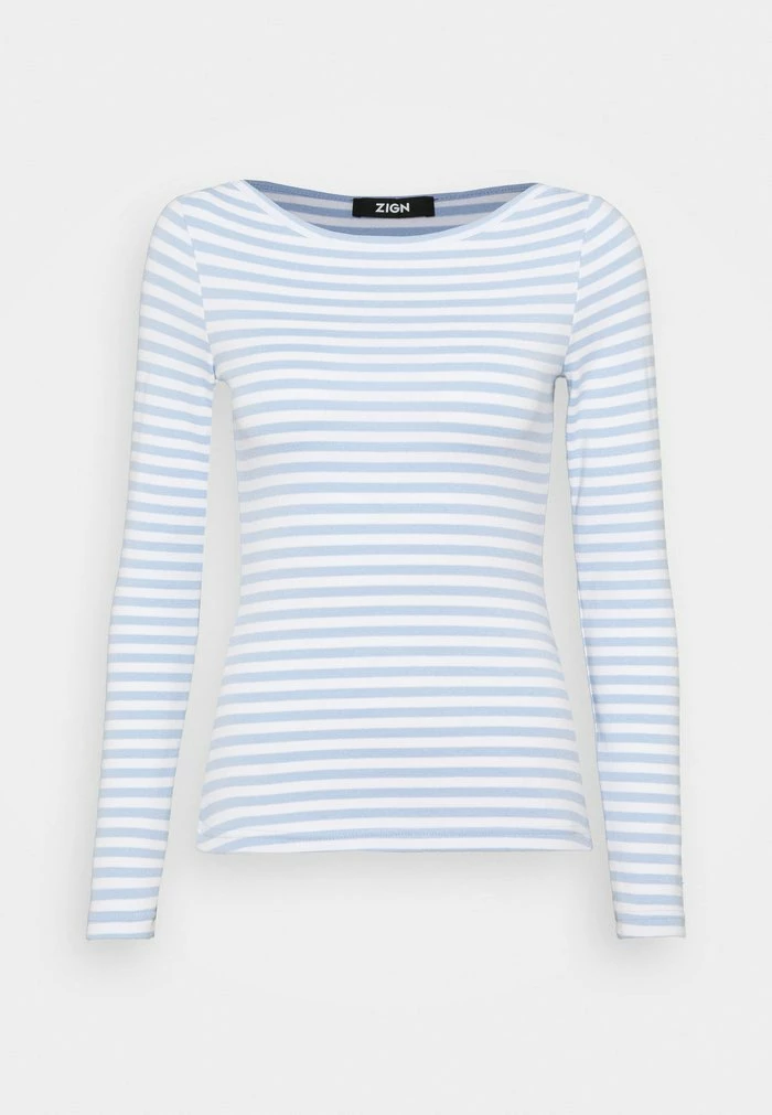 Zign T-shirt à Manches Longues - Blue/white – Image 4