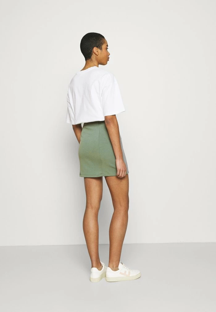 Zign Mini Princess Seams Skirt High Waisted With Slit - Jupe Crayon - Light Green – Image 3