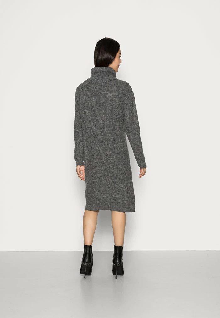 Zign ROLL NECK MIDI DRESS - Robe Pull - Mottled Grey – Image 3