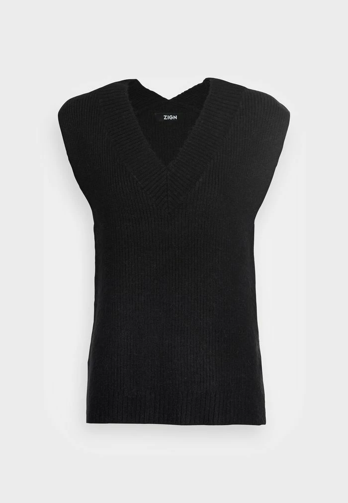 Zign ALPACA WOOL BLEND VEST - Pullover - Black – Image 4