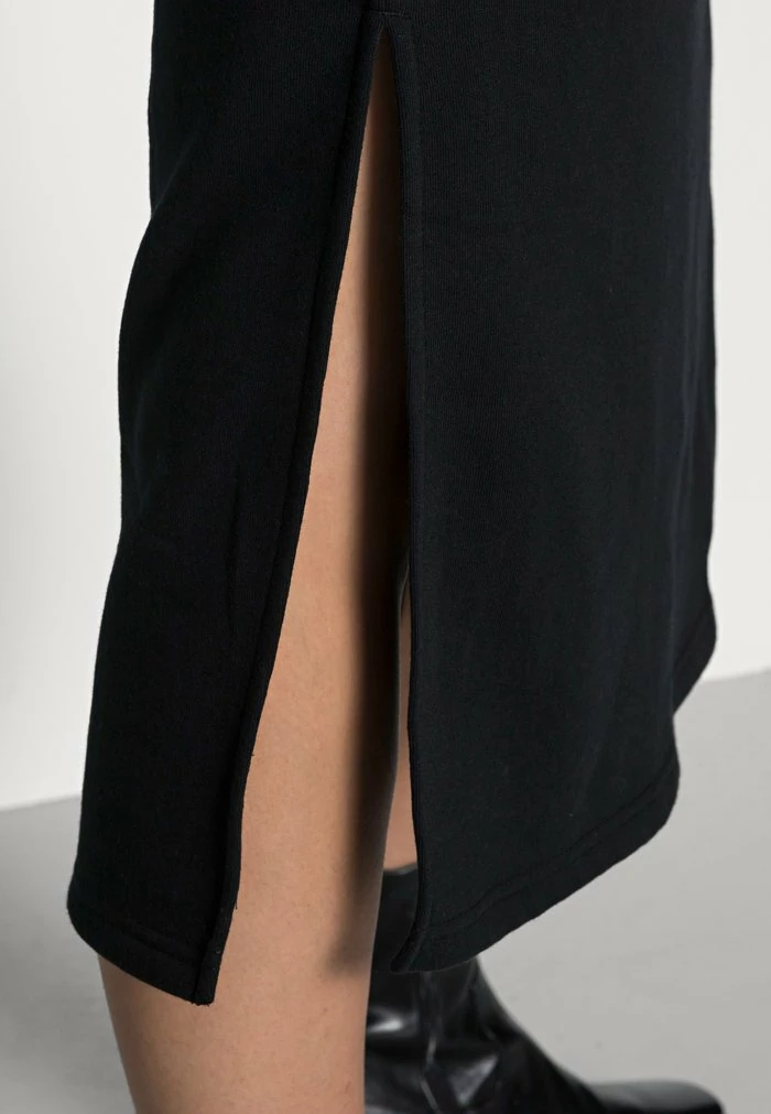 Zign Casual Winter Sweat Hooded Maxi Slits Dress - Robe De Jour - Black – Image 5