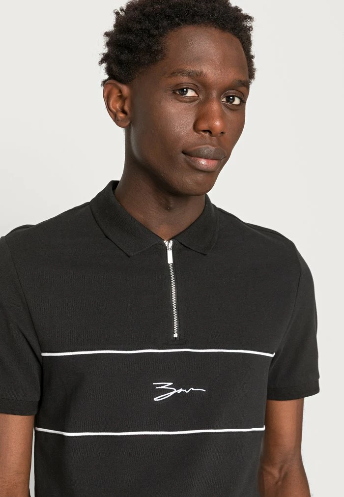 Zign SCRIPT ZIP PLACKET - Polo - Black – Image 5