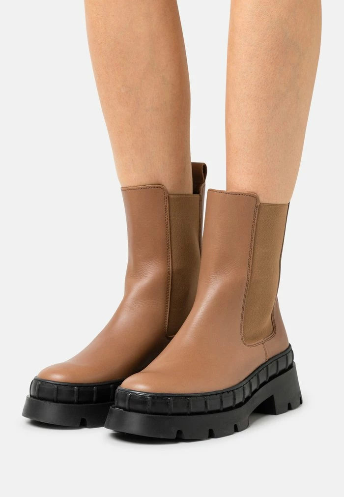 Zign LEATHER - Bottines à Plateau - Camel