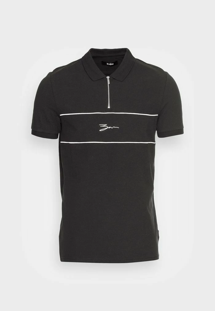 Zign SCRIPT ZIP PLACKET - Polo - Black – Image 4