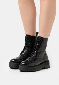 Zign LEATHER - Bottines à Plateau - Black