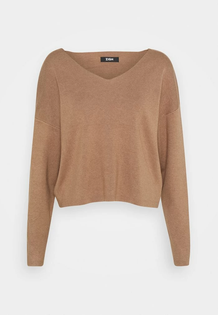 Zign SET V NECK AND PANT - Pullover - Camel – Image 2