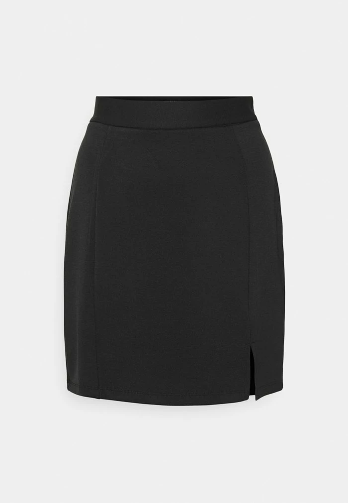 Zign Mini Princess Seams Skirt High Waisted With Slit - Jupe Crayon - Black – Image 5