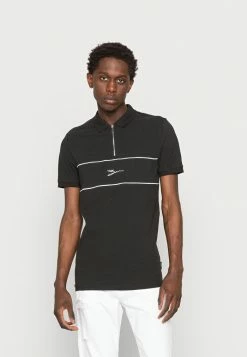 Zign SCRIPT ZIP PLACKET - Polo - Black