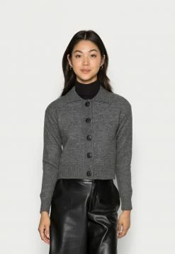 Zign POLO CARDIGAN - Gilet - Mottled Dark Grey