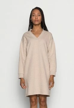 Zign SWEAT V NECK MINI DRESS - Robe De Jour - Camel