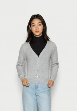 Zign RECYCLED CASHMERE CARDIGAN - Gilet - Mottled Light Grey