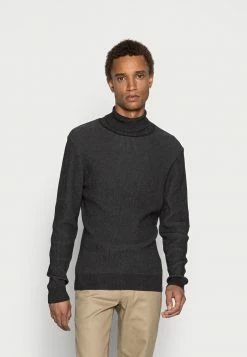 Zign TWO TONE JUMPER - Pullover - Mottled Dark Grey