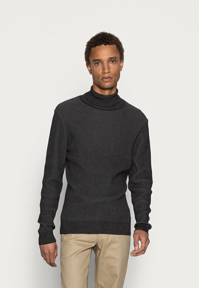 Zign TWO TONE JUMPER - Pullover - Mottled Dark Grey