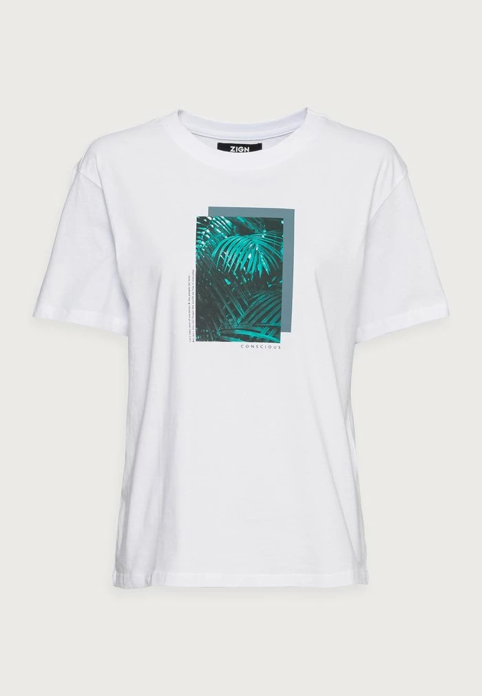 Zign CLARE PALM LEAD PHOTO PRINT TEE - T-shirt Imprimé - White – Image 4