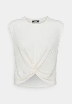 Zign T-SHIRT-LINEN BLEND - T-shirt Imprimé - Off White