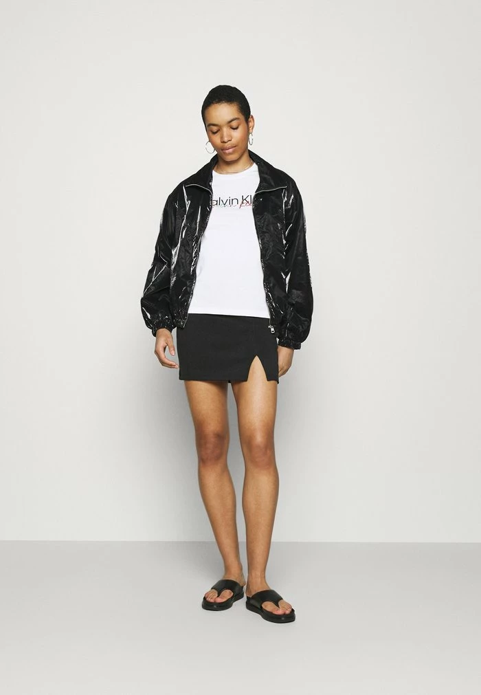 Zign Mini Princess Seams Skirt High Waisted With Slit - Jupe Crayon - Black – Image 2