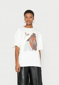 Zign LIZ PAPERCUT GIRL WITH EARRINGS - T-shirt Imprimé - White