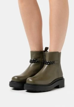 Zign LEATHER - Bottines à Plateau - Khaki