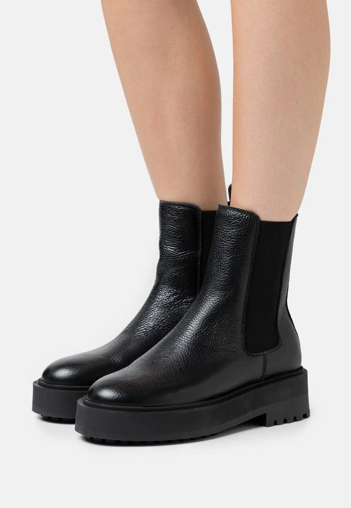 Zign LEATHER - Bottines à Plateau - Black