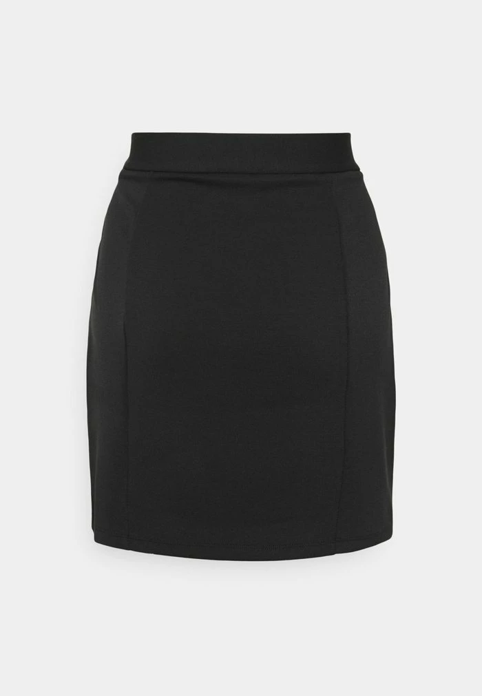 Zign Mini Princess Seams Skirt High Waisted With Slit - Jupe Crayon - Black – Image 7